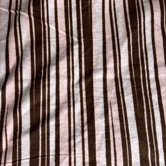 Handmade Baby Receiving Blanket Booties Set Striped Brown Pink Crochet Border - Picture 3 of 6